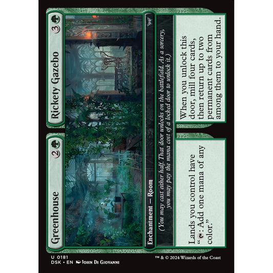Greenhouse // Rickety Gazebo, 181, uncommon, Magic: The Gathering, Duskmourn: House of Horror