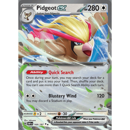 Pidgeot ex Double Rare 164/197 Pokemon Card Game Obsidian Flames