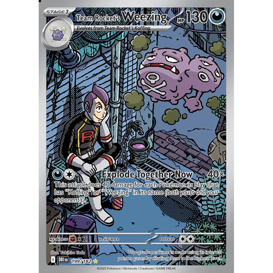 Team Rocket's Weezing Illustration Rare 199/182 Pokemon Card Game Destined Rivals