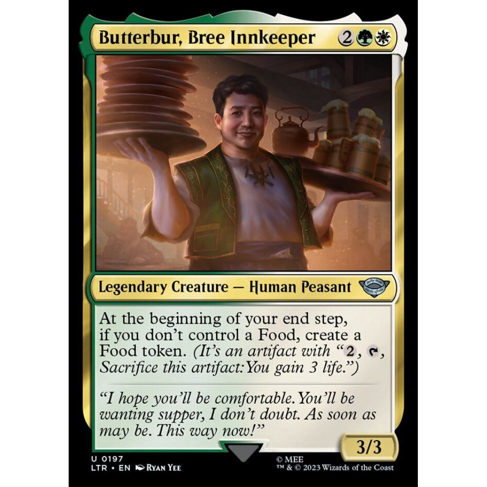 Butterbur, Bree Innkeeper, uncommon, 197, Magic the Gathering, The Lord of the Rings: Tales of Middle-earth