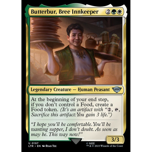 Butterbur, Bree Innkeeper, uncommon, 197, Magic the Gathering, The Lord of the Rings: Tales of Middle-earth
