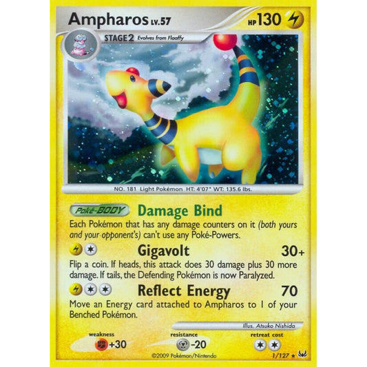 Ampharos Rare Holo 1/127 Pokemon Card Game Platinum