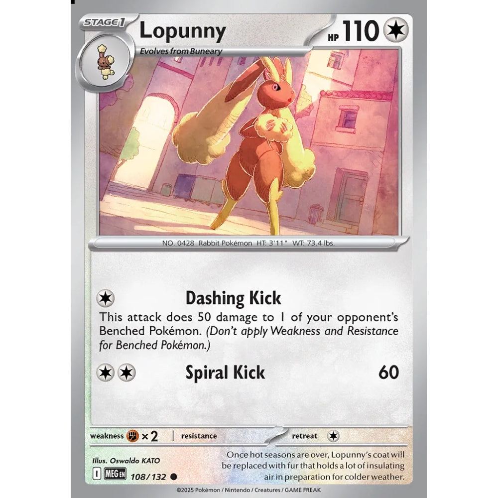 Lopunny Common 108/132 Pokemon Card Game Mega Evolution