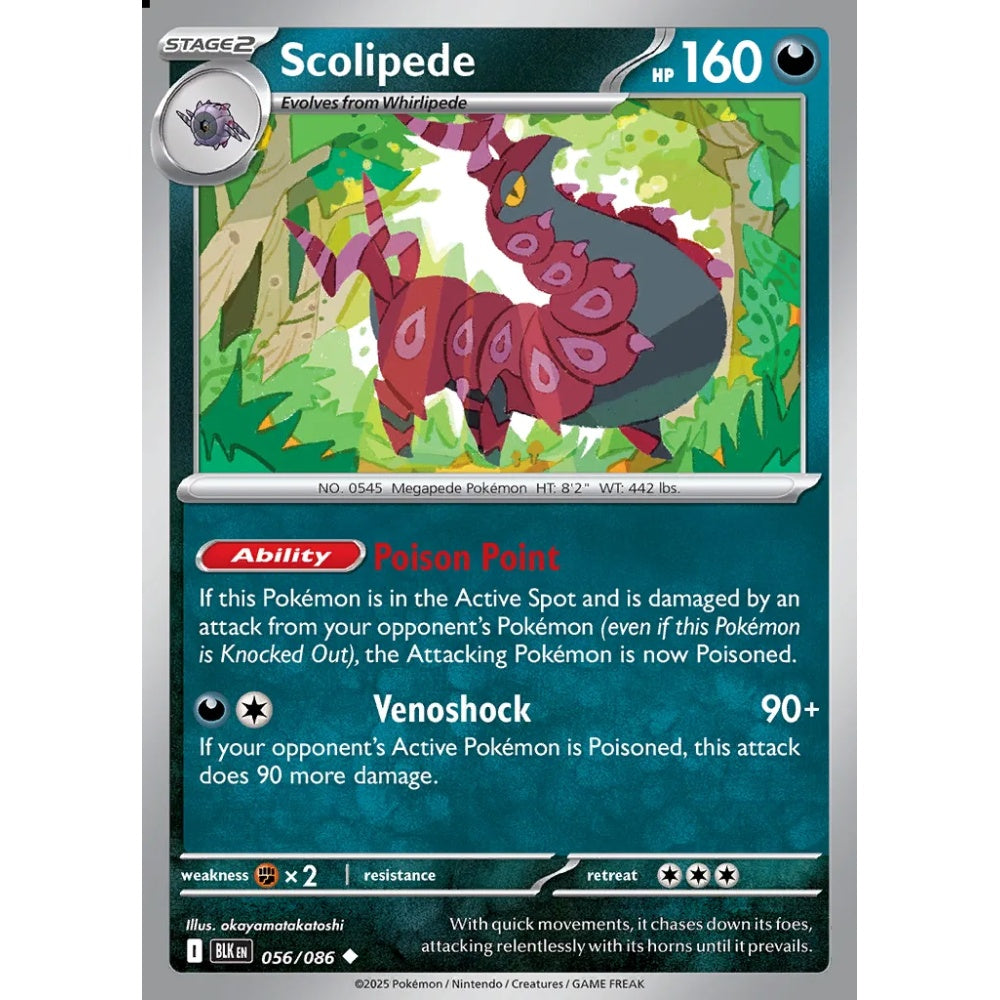 Scolipede Uncommon 056/086 Pokemon Card Game Black Bolt