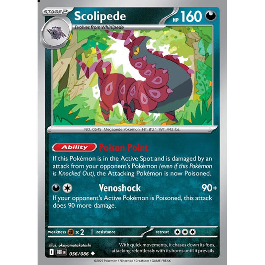 Scolipede Uncommon 056/086 Pokemon Card Game Black Bolt