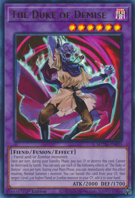 The Duke of Demise MZTM-EN033 Ultra Ultra Rare Yu-Gi-Oh Maze of the Master in Art