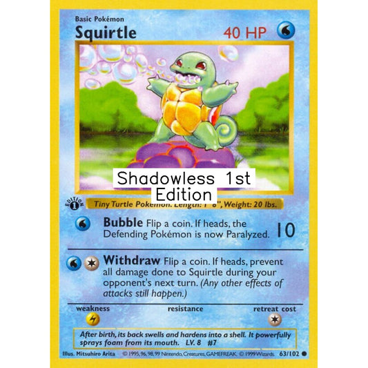 Squirtle Common 63/102 Pokemon Card Game Base Set