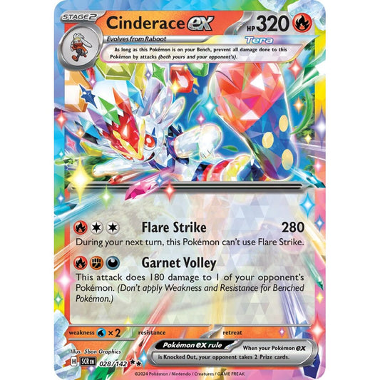 Cinderace ex Double Rare 028/142 Pokemon Card Game Stellar Crown