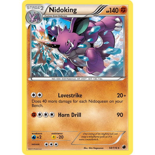 Nidoking Rare 58/116 Pokemon Card Game Plasma Freeze