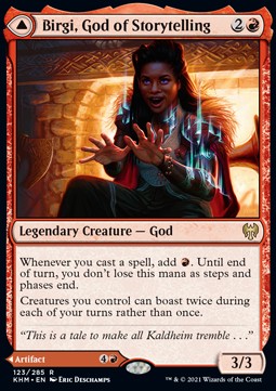 Birgi, God of Storytelling // Harnfel, Horn of Bounty