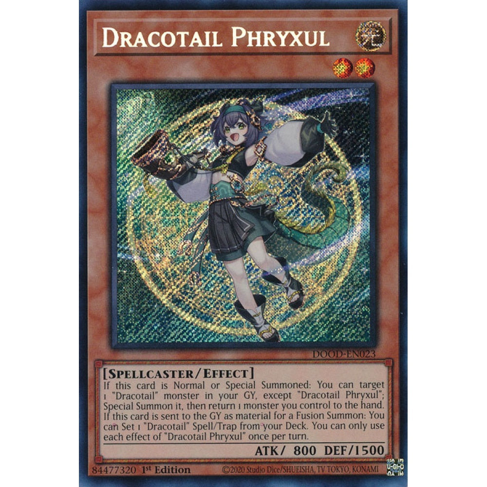 Dracotail Phryxul DOOD-EN023 Secret Secret Rare Yu-Gi-Oh Doom of Dimensions in Art