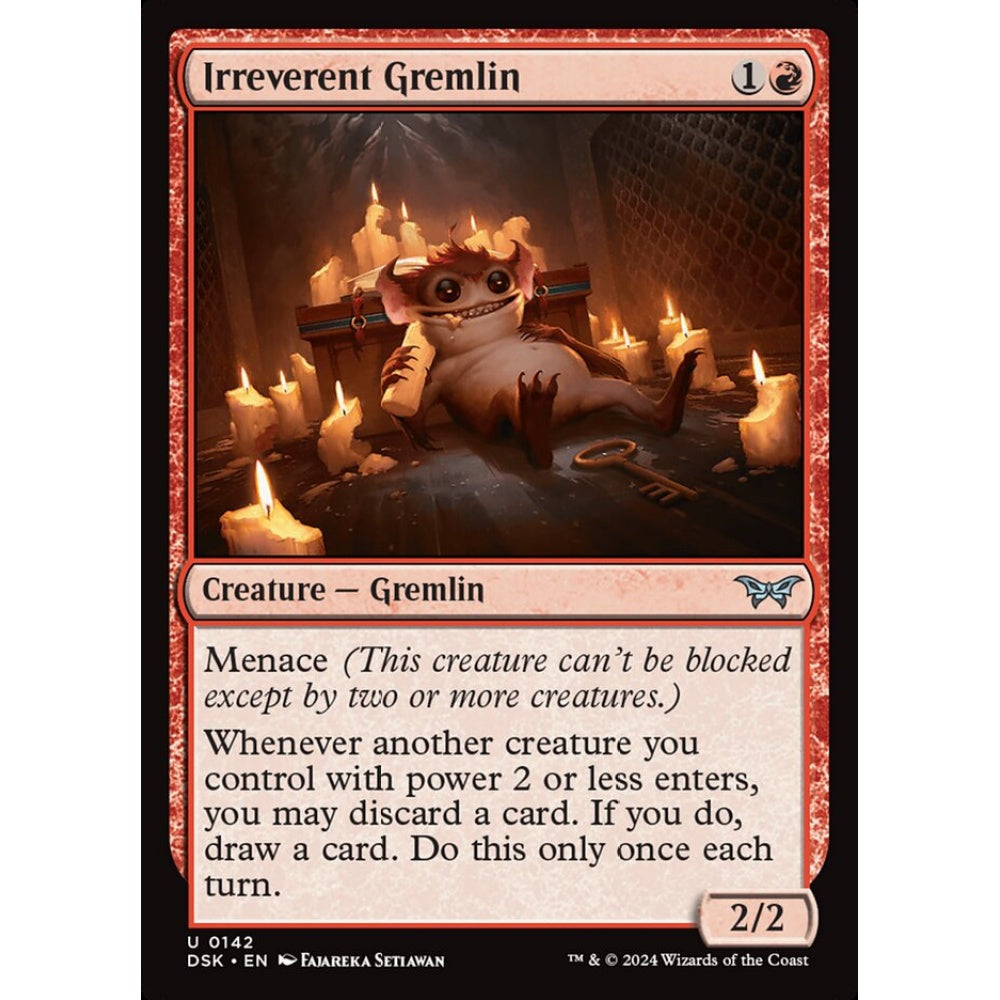 Irreverent Gremlin, 142, uncommon, Magic: The Gathering, Duskmourn: House of Horror