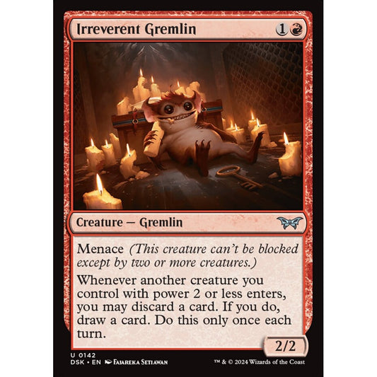 Irreverent Gremlin, 142, uncommon, Magic: The Gathering, Duskmourn: House of Horror