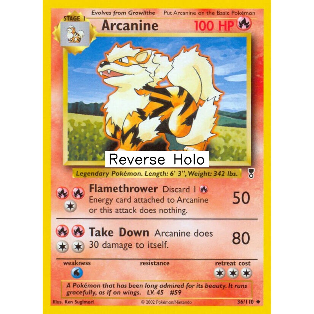 Arcanine Uncommon 36/110 Pokemon Card Game Legendary Collection