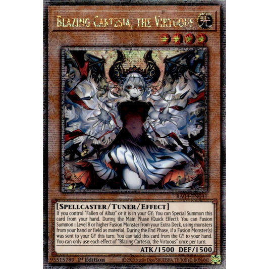 Blazing Cartesia, the Virtuous RA04-EN041 QCR Quarter Century Secret Rare Yu-Gi-Oh Quarter Century Stampede in Art