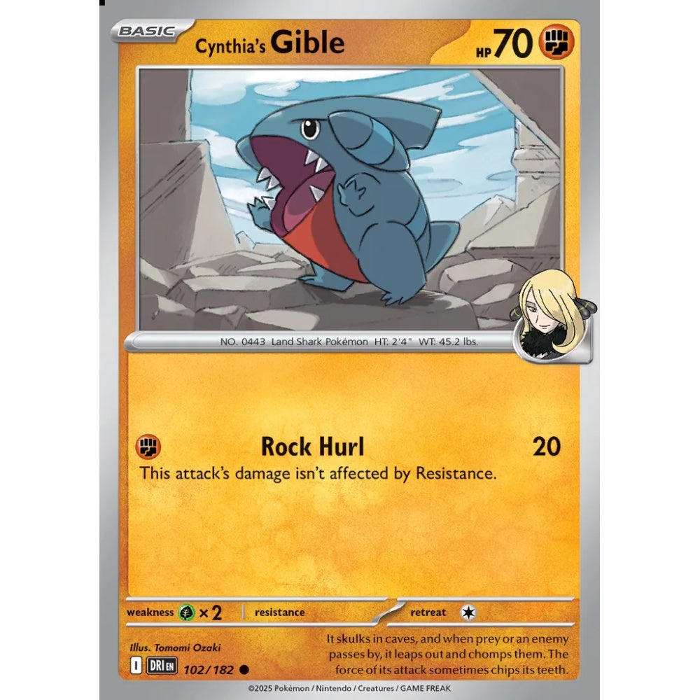 Cynthia's Gible Common 102/182 Pokemon Card Game Destined Rivals