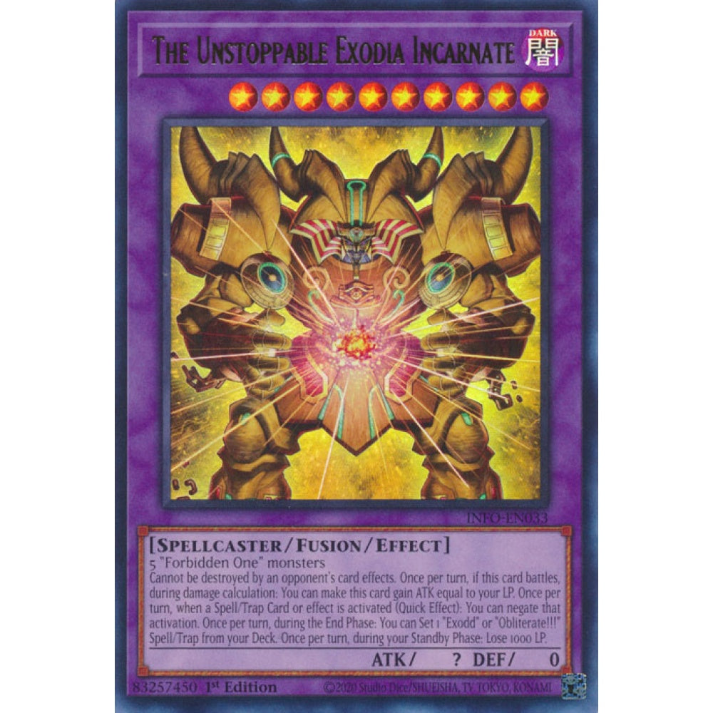 The Unstoppable Exodia Incarnate INFO-EN033 Ultra Ultra Rare Yu-Gi-Oh The Infinite Forbidden in Art