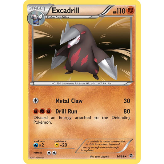 Excadrill Rare Holo 56/98 Pokemon Card Game Emerging Powers