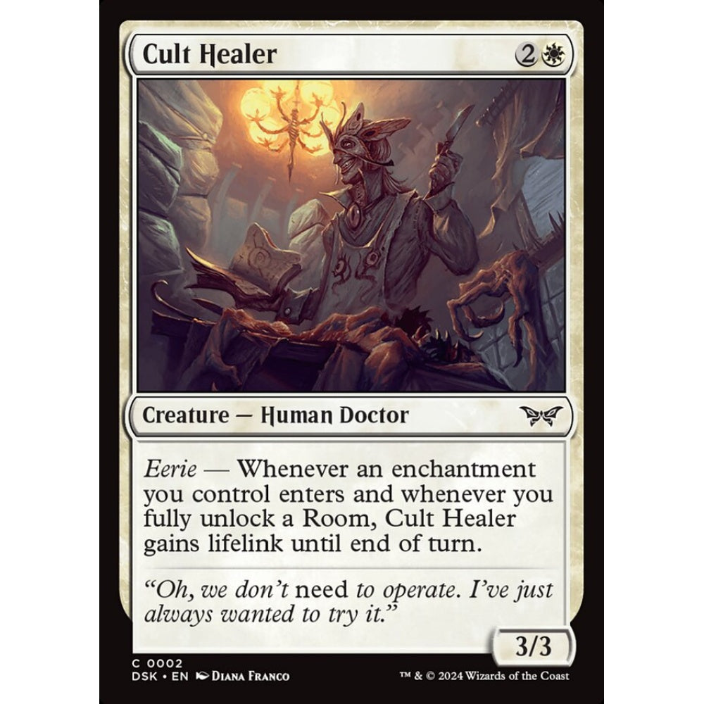 Cult Healer, 2, common, Magic: The Gathering, Duskmourn: House of Horror