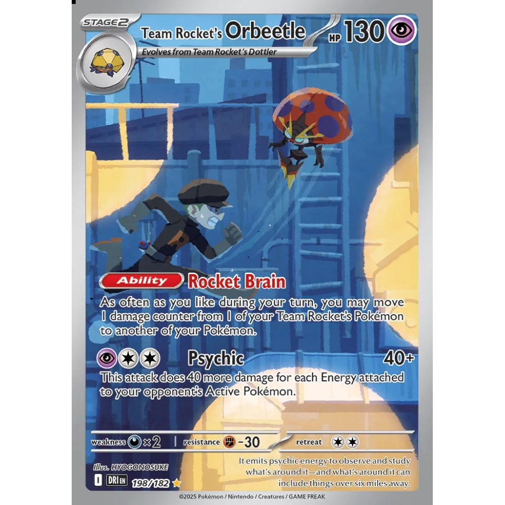 Team Rocket's Orbeetle Illustration Rare 198/182 Pokemon Card Game Destined Rivals