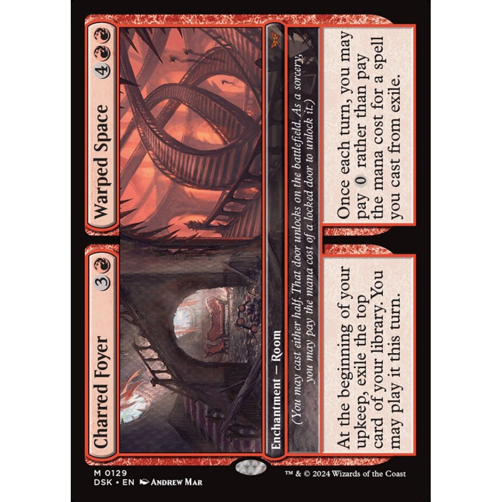 Charred Foyer // Warped Space, 129, mythic, Magic: The Gathering, Duskmourn: House of Horror