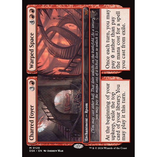 Charred Foyer // Warped Space, 129, mythic, Magic: The Gathering, Duskmourn: House of Horror