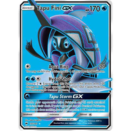 Tapu Fini-GX Rare Ultra 133/147 Pokemon Card Game Burning Shadows