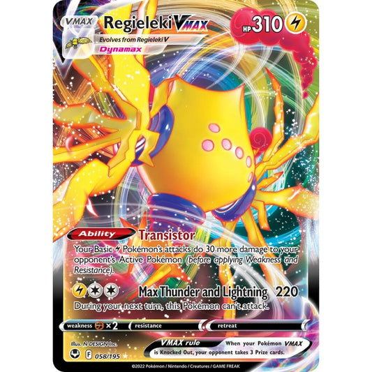 Regieleki VMAX Holo Rare VMAX 058/195 Pokemon Card Game Silver Tempest