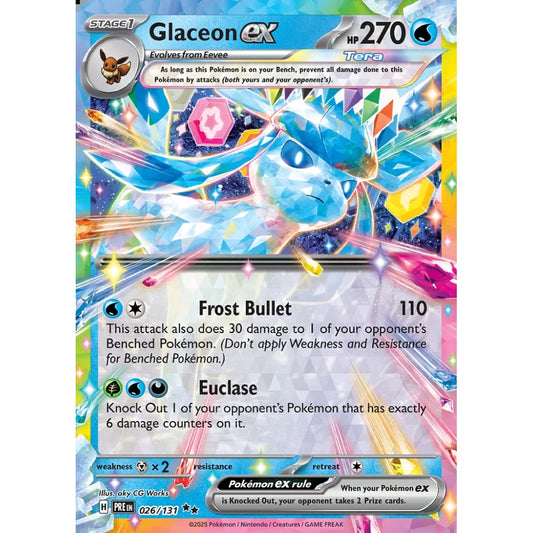 Glaceon ex Double Rare 026/131 Pokemon Card Game Prismatic Evolutions