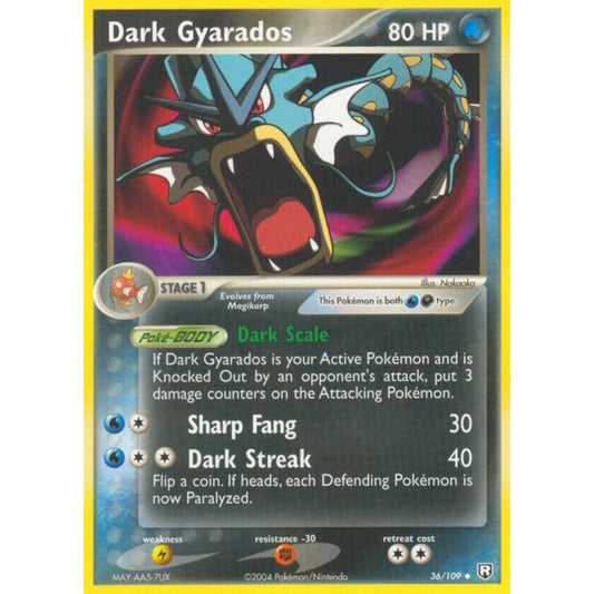 Dark Gyarados Uncommon 36/109 Pokemon Card Game EX Team Rocket Returns