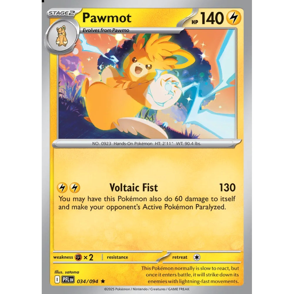 Pawmot Rare 034/094 Pokemon Card Game Phantasmal Flames