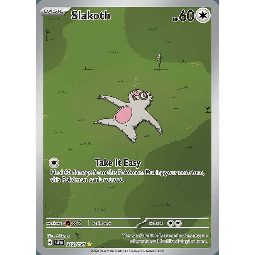 Slakoth Illustration Rare 212/191 Pokemon Card Game Surging Sparks