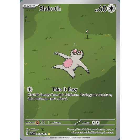 Slakoth Illustration Rare 212/191 Pokemon Card Game Surging Sparks