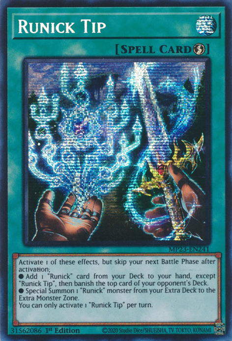 Runick Tip MP23-EN241 Prismatic Prismatic Secret Rare Yu-Gi-Oh 25th Anniversary Tin: Dueling Heroes Mega Pack in Art