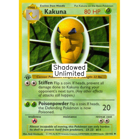 Kakuna Uncommon 33/102 Pokemon Card Game Base Set