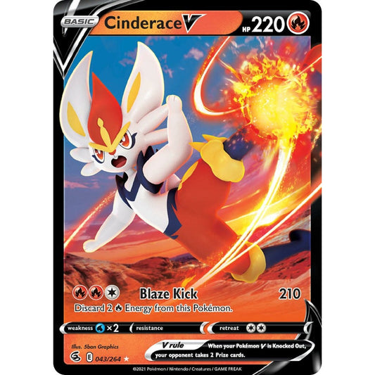 Cinderace V Holo Rare V 043/264 Pokemon Card Game Fusion Strike