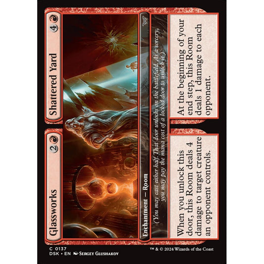 Glassworks // Shattered Yard, 137, common, Magic: The Gathering, Duskmourn: House of Horror