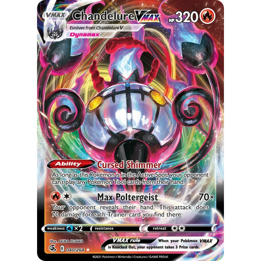 Chandelure VMAX Holo Rare VMAX 040/264 Pokemon Card Game Fusion Strike