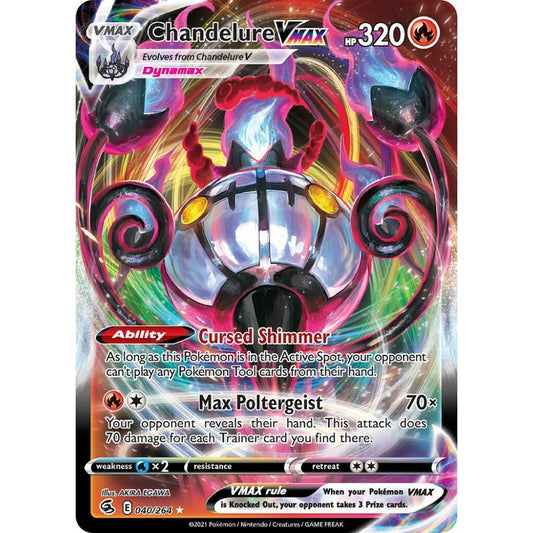 Chandelure VMAX Holo Rare VMAX 040/264 Pokemon Card Game Fusion Strike