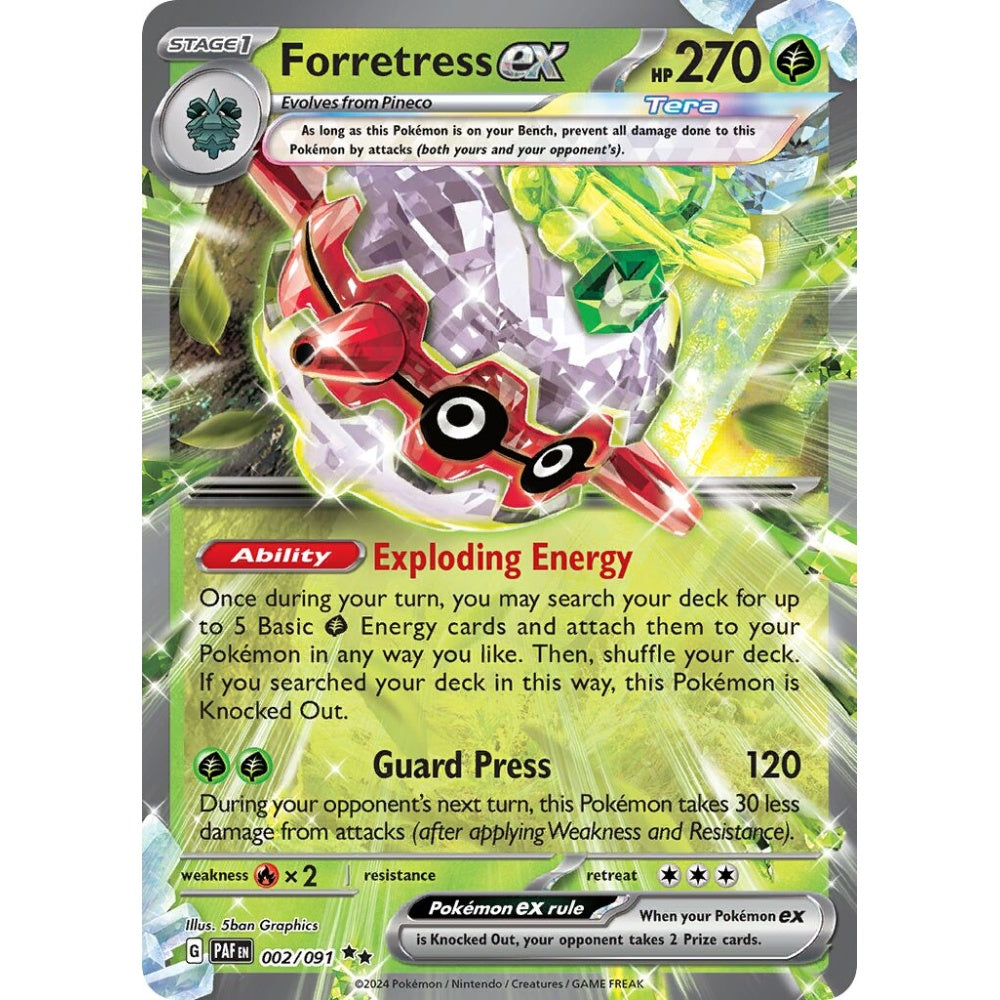 Forretress ex Double Rare 002/091 Pokemon Card Game Paldean Fates