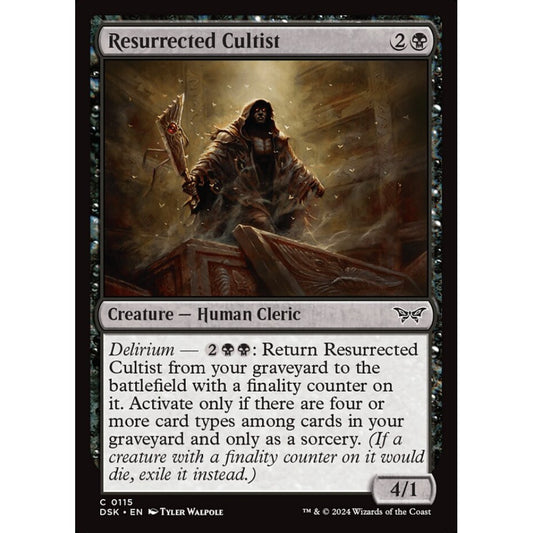 Resurrected Cultist, 115, common, Magic: The Gathering, Duskmourn: House of Horror