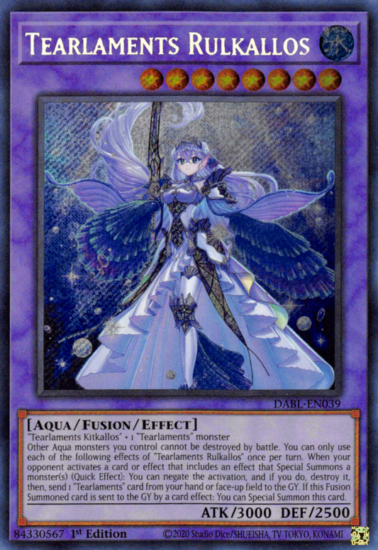 Tearlaments Rulkallos DABL-EN039 Secret Secret Rare Yu-Gi-Oh Darkwing Blast in Art