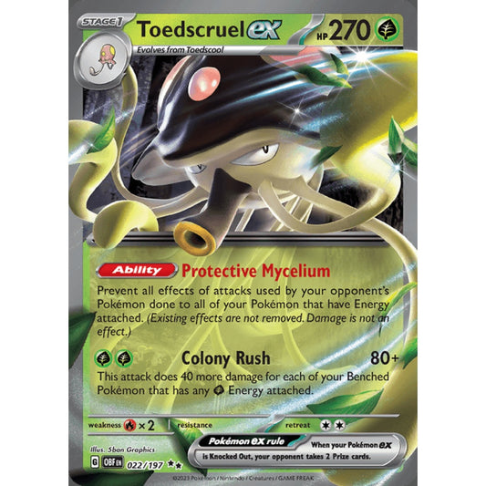 Toedscruel ex Double Rare 022/197 Pokemon Card Game Obsidian Flames