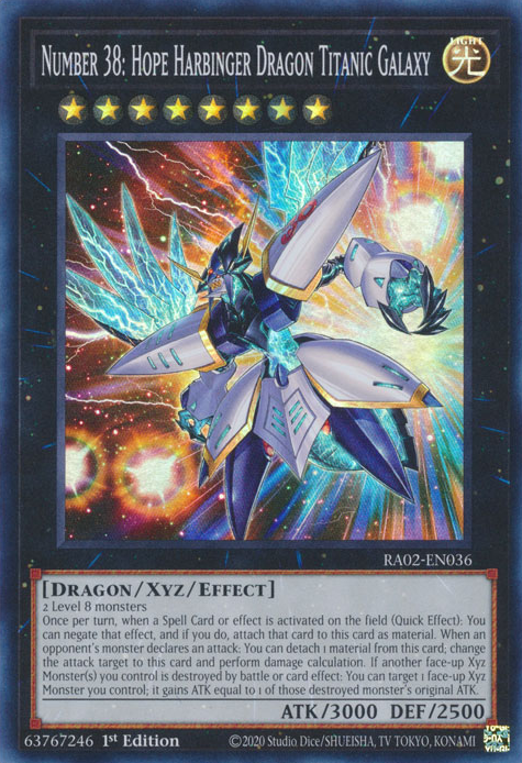 Number 38: Hope Harbinger Dragon Titanic Galaxy RA02-EN036 QCR Quarter Century Secret Rare Yu-Gi-Oh 25th Anniversary Rarity Collection II in Art