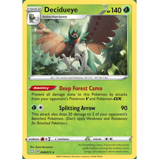 Decidueye Holo Rare 008/072 Pokemon Card Game Shining Fates