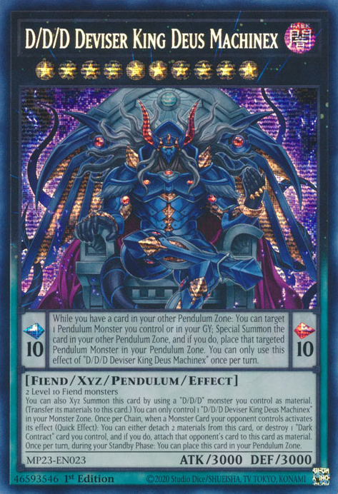 D/D/D Deviser King Deus Machinex MP23-EN023 Prismatic Prismatic Secret Rare Yu-Gi-Oh 25th Anniversary Tin: Dueling Heroes Mega Pack in Art