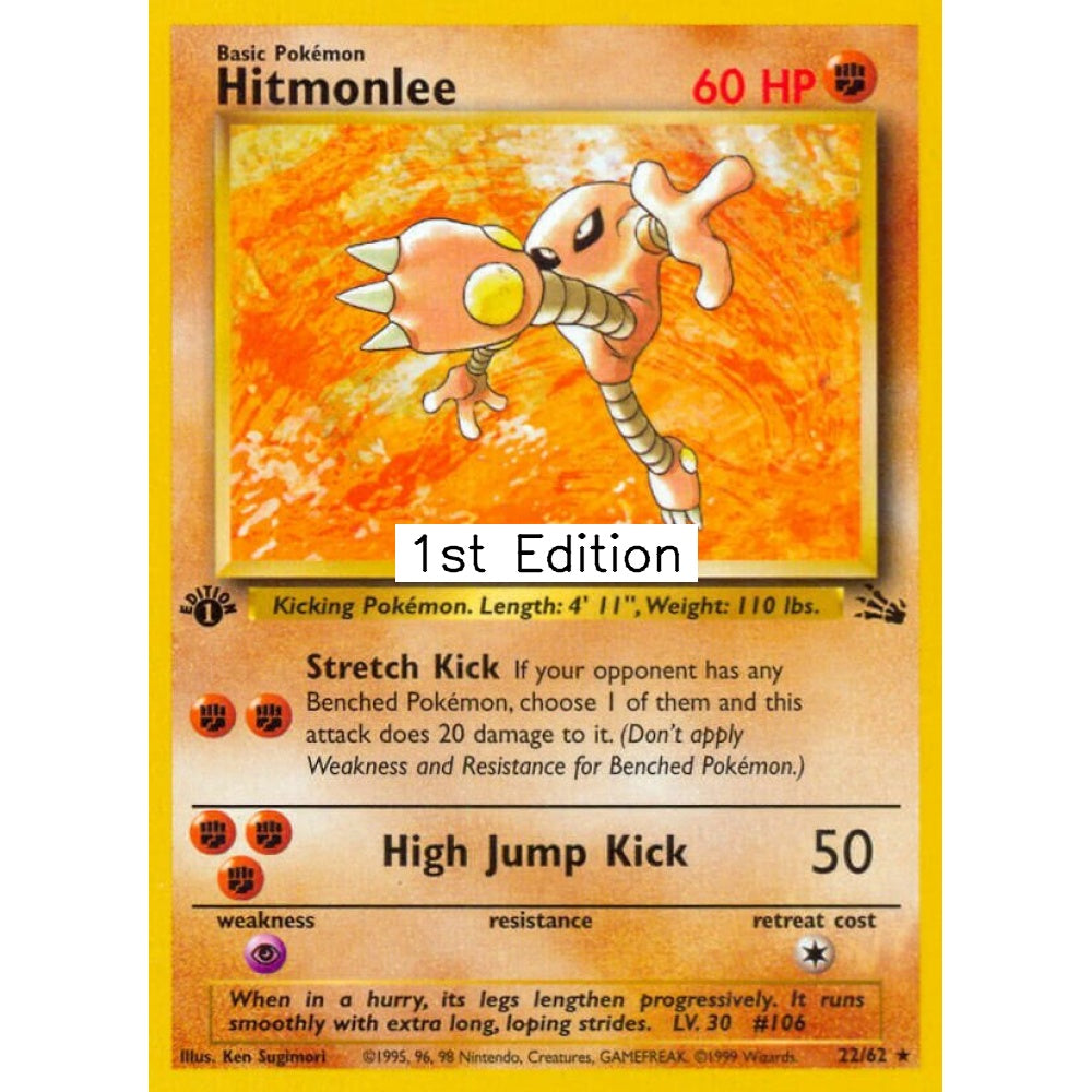 Hitmonlee Rare 22/62 Pokemon Card Game Fossil