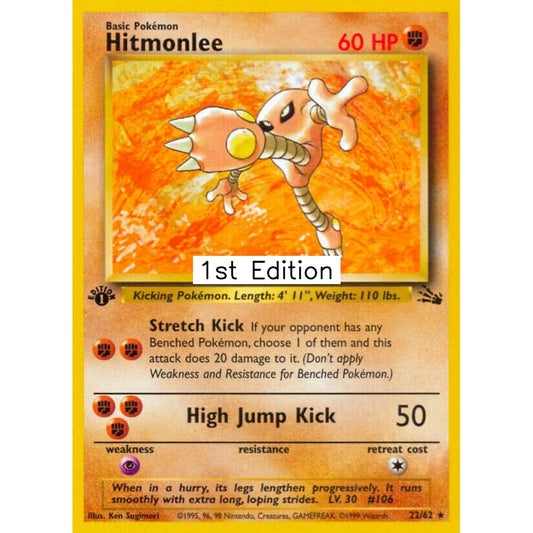 Hitmonlee Rare 22/62 Pokemon Card Game Fossil