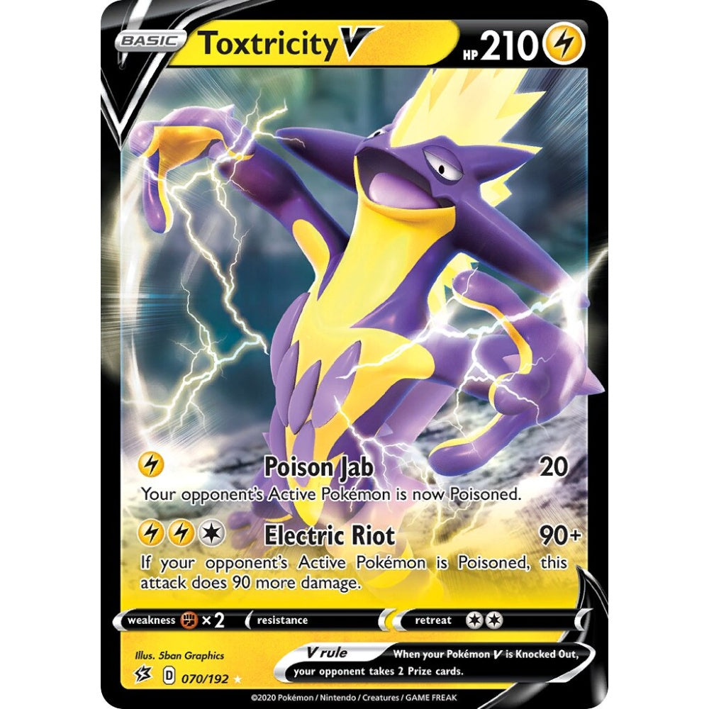 Toxtricity V Holo Rare V 070/192 Pokemon Card Game Rebel Clash