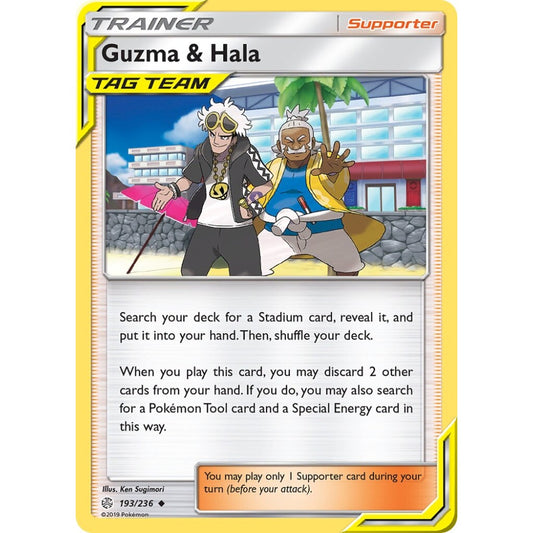 Guzma & Hala Uncommon 193/236 Pokemon Card Game Cosmic Eclipse